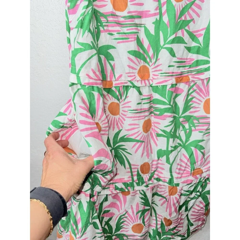 C&C California Linen Blend Dress Women’s Size X-Small Tropical Sunrise White I